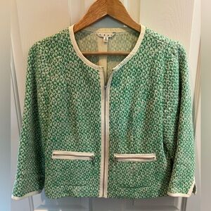 CAbi green/cream zip jacket